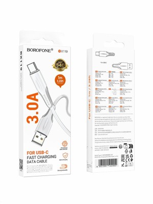 Кабель TYPE C BOROFONE BX119 3А (1М) (круглый) Кабель TYPE C BOROFONE BX119 3А (1М) (круглый)