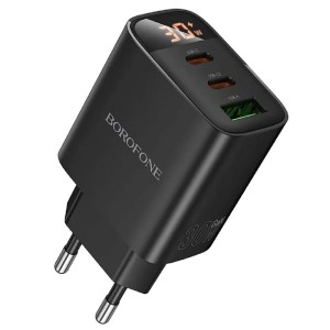 СЗУ BOROFONE BA98A с USB+2TYPE-C портами PD3.0 30W LED-дисплей СЗУ BOROFONE BA98A с USB+2TYPE-C портами PD3.0 30W LED-дисплей