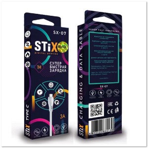 Кабель TYPE C STIX SX-07 FAST CHARGE 3A (1М) PREMIUM Silicone (огнеустойчивый и морозостойкий состав) Кабель TYPE C STIX SX-07 FAST CHARGE 3A (1М) PREMIUM Silicone (огнеустойчивый и морозостойкий состав)