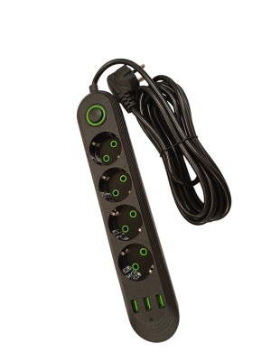 Сетевой фильтр POWER 1072U 3м 4 гнезда + 3USB, с переключателем, заземление 10А Сетевой фильтр POWER 1072U 3м 4 гнезда + 3USB, с переключателем, заземление 10А