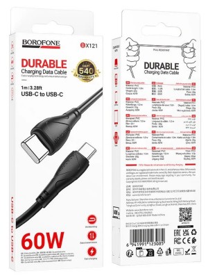1Кабель TYPE-C на TYPE-C BOROFONE BХ121 3А (PD 60W) (1м) (ТПЭ) 1Кабель TYPE-C на TYPE-C BOROFONE BХ121 3А (PD 60W) (1м) (ТПЭ)